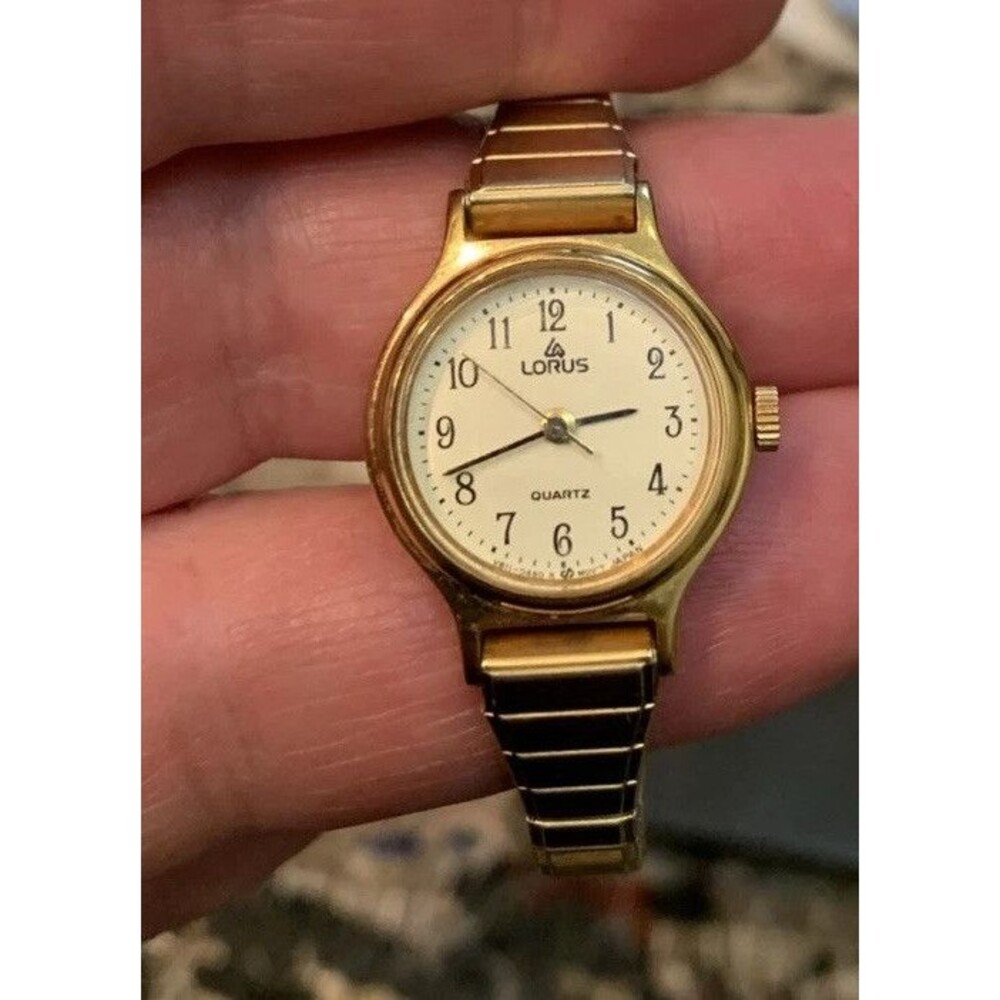 LORUS Womens Quartz Wrist Watch Gold Tone Stretch Band New Battery